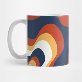 Colourful Blob Waves Abstract Pattern in Yellow Cream Orange Blue Mug